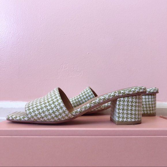 Jaggar Pistachio Houndstooth Mules - Picture 2 of 3